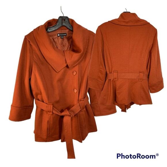 Valerie Bertinelli Womens Tie Waist Shawl Collar Jacket Orange Size Medium - Picture 1 of 12
